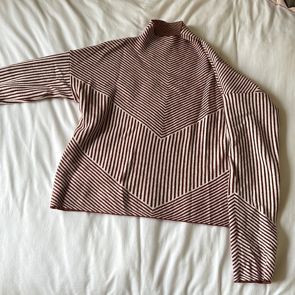 Striped mock neck sweater